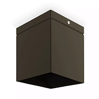 Plafon de Sobrepor Focus Quadrado Dicroica PAR16 11,5x7,6x7,6cm Alumínio Café.
