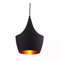 Pendente Rubi Ø23x36cm Alumínio Preto e Cobre.