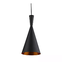 Pendente Esmeralda Cônico Ø19x40cm Alumínio Preto e Cobre.