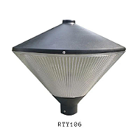 Luminária decorativa cone prismático em acrílico com tampa cônica e base para poste 60,3mm E-40.