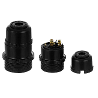 Soquete coluna desmontável para Abajur E27 Bivolt plástico preto.