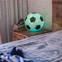 Luminária Bola de Futebol Ø25,5x24cm Polietileno Azul e Preto.