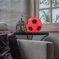 Luminária Bola de Futebol Ø25,5x24cm Polietileno Vermelho e Preto.