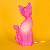 Luminária Gato Sentado 34,5x14x21cm Polietileno Rosa.