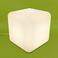 Luminária Puff Iluminado Cubo de Luz 44x42x42cm Polietileno Branco.