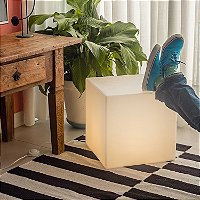 Luminária Banco Box 42x42x42cm Polietileno Branco.