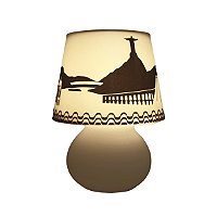 Abajur Micro Lampe Rio 23x19x12cm Polietileno Branco e Preto.