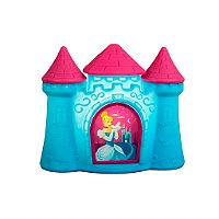 Luminária Castelo Cinderela 25x29,5x14,5cm Polietileno Azul e Rosa.