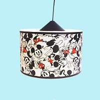 Pendente POP Mickey Ø30x20cm Polietileno Branco, Preto e Vermelho.