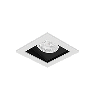 Spot de Embutir Laini Quadrado Facho Orientável Dicroica PAR16 8,6x8,6x8,2cm Alumínio Branco Fosco e Preto Acetinado.