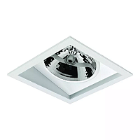 Spot de Embutir Laini Quadrado Facho Orientável AR111 14,8x14,8x10,6cm Alumínio Branco Fosco Microtexturizado.