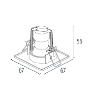 Spot de Embutir Nuru Quadrado Facho Orientável Mini Dicroica 6,7x6,7x5,6cm Alumínio Branco Fosco Microtexturizado.