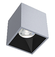 Spot de Sobrepor LED Kona Quadrado Recuado 16º 3000K 13,7W Bivolt 10x8,5x8,5cm Alumínio Corpo Prata Acetinado e Refletor Preto Acetinado.