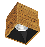 Spot de Sobrepor LED Kona Quadrado Recuado 37º 3000K 13,7W Bivolt 10x8,5x8,5cm Alumínio Corpo Amadeirado Miti e Refletor Preto Acetinado.