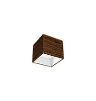 Spot de Sobrepor LED Dhari Quadrado Recuado 2700K 9,1W Bivolt 12,2x12,2x11cm Corpo Amadeirado e Refletor Branco Acetinado.