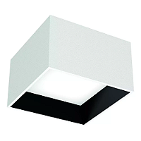 Plafon de Sobrepor LED Dhari Quadrado Recuado 5000K 18,3W Bivolt 17,7x17,7x11cm Corpo Branco Fosco e Refletor Preto Acetinado.