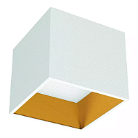 Spot de Sobrepor LED Dhari Quadrado Recuado 4000K 9,1W Bivolt 12,2x12,2x11cm Corpo Branco Fosco e Refletor Dourado Acetinado.