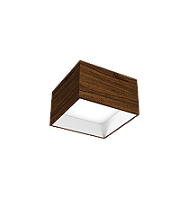 Plafon de Sobrepor LED Dhari Quadrado Recuado 4000K 18,3W Bivolt 17,7x17,7x11cm Corpo Amadeirado e Refletor Branco Acetinado.