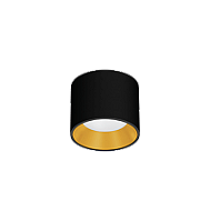 Spot de Sobrepor LED Dhari Redondo 4000K 9,1W Bivolt Ø13,9x11cm Corpo Preto Acetinado e Refletor Dourado Acetinado.