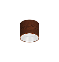 Spot de Sobrepor LED Dhari Redondo 4000K 9,1W Bivolt Ø13,9x11cm Corpo Amadeirado e Refletor Branco Acetinado.