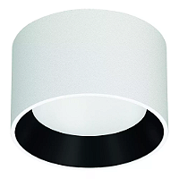 Plafon de Sobrepor LED Dhari Redondo Recuado 2700K 18,3W Bivolt Ø17,9x11cm Corpo Branco Fosco e Refletor Preto Acetinado.
