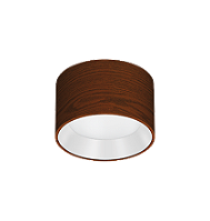 Plafon de Sobrepor LED Dhari Redondo Recuado 5000K 18,3W Bivolt Ø17,9x11cm Corpo Amadeirado e Refletor Branco Acetinado.