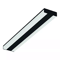 Plafon de Sobrepor LED Kiini Retangular 3000K 37,4W Bivolt 56,5x9x2,8cm Alumínio Preto Acetinado e Acrílico Branco Fosco.