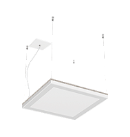 Luminária pendente LED Nichia integrado com efeito moldura de luz 3000K 58,1W Bivolt 47,3x47,3x3,6cm Alumínio Branco Fosco.