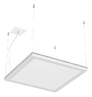 Luminária pendente LED Nichia integrado com efeito moldura de luz 5000K 73W Bivolt 59,8x59,8x3,6cm Alumínio Branco Fosco.