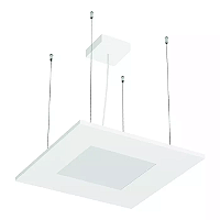 Pendente LED Eneza Quadrado Luz Indireta 2700K 37,2W Bivolt 50x50cm Alumínio Branco Fosco.