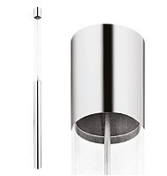 Poste de Luz LED Zio Cilíndrico Externo 3000K 46,5W Bivolt 400xØ15,3cm Alumínio Anodizado Brilhante e Acrílico.