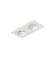 Luminária de Embutir Retangular Face Plana 13,9x7,3x7,4cm facho orientável 2x Mini dicróica LED base GU10 Alumínio Branco fosco.