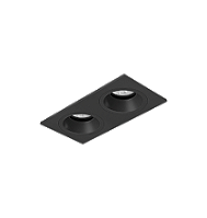 Luminária de Embutir Retangular Face Plana 13,9x7,3x7,4cm facho orientável 2x Mini dicróica LED base GU10 Alumínio Preto fosco.