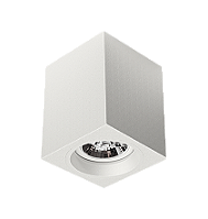 Luminária de Sobrepor Quadrada Facho orientável 11x11x14cm 1x AR70 LED Alumínio Branco fosco.