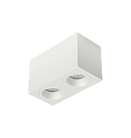 Luminária de Sobrepor Quadrada Facho orientável 13,9x7,3x8,5cm 2x Mini dicróica LED base GU10 Alumínio Branco fosco.