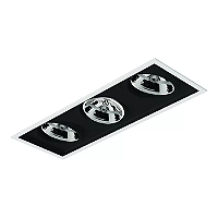 Spot de Embutir Sura Retangular Triplo AR111 50,4x18,3x10,2cm Alumínio Preto Fosco.