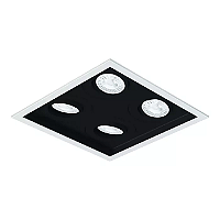 Spot de Embutir Sura Quadrado Dicroica PAR16 22,8x22,8x8,4cm Alumínio Preto Fosco.