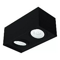 Spot de Sobrepor Sura Face Recuada Retangular Duplo PAR30 14,5x32,7x16,6cm Alumínio Preto Fosco.