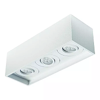 Spot de Sobrepor Sura Face Recuada Retangular Triplo Mini Dicroica 8x25,3x8,8cm Alumínio Branco Fosco.