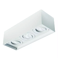 Spot de Sobrepor Sura Face Recuada Retangular Triplo Dicroica PAR16 9x31,5x10,9cm Alumínio Branco Fosco.