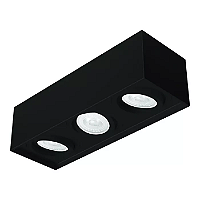 Spot de Sobrepor Sura Face Recuada Retangular Triplo PAR30 14,5x48,7x16,6cm Alumínio Preto Fosco.