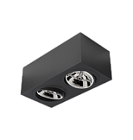 Spot de Sobrepor Sura Face Plana Retangular Duplo AR111 12,8x32,7x16,6cm Alumínio Preto Fosco.