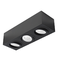 Spot de Sobrepor Sura Face Plana Retangular Triplo PAR30 12,8x48,7x16,6cm Alumínio Preto Fosco.