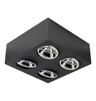 Spot de Sobrepor Sura Face Plana Quadrado AR111 12,8x32,7x32,7cm Alumínio Preto Fosco.