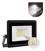 Refletor Com Sensor De Presença embutido Led 20w Fotocélula Bivolt 6500k Preto.