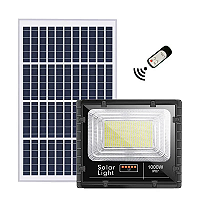 Refletor LED solar com controle 1000w auto recarregável 6500K IP67.