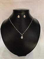 Conjunto Gota de Luz – Corrente Veneziana 45cm + Brinco Cravejado
