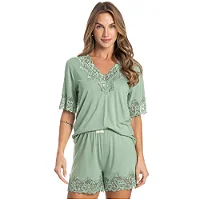 Pijama Curto Com Renda
