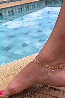 Tornozeleira Com Pingente De Ponto De Luz Banhado Em Ouro 18k
