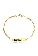 Pulseira Personalizada Chapada Nome Coração Vazado Folheado Ouro 18k